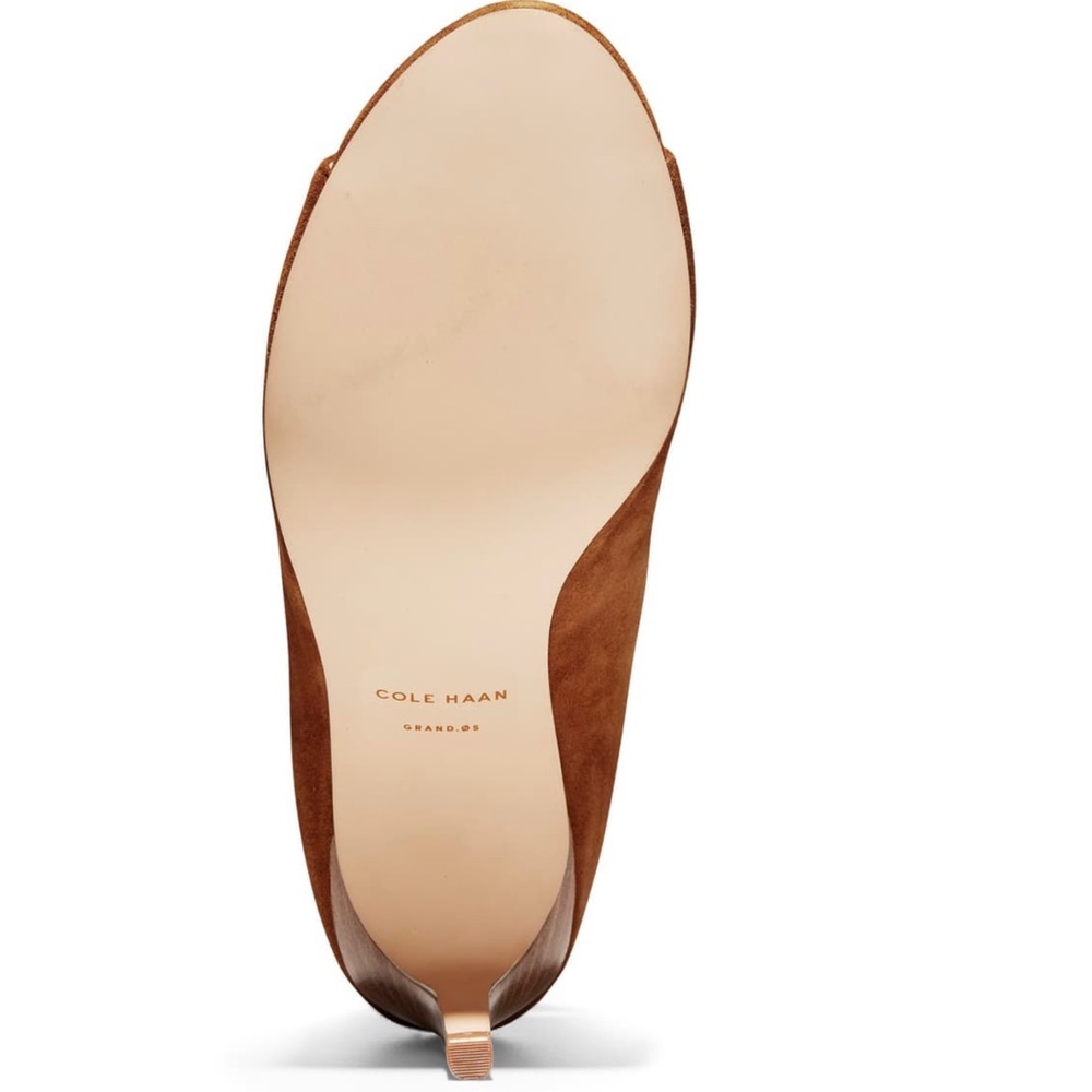 Cole Haan Emmett Ch British Tan Brown Suede Pumps Sandal Stiletto Heel Shoes - Picture 5 of 15